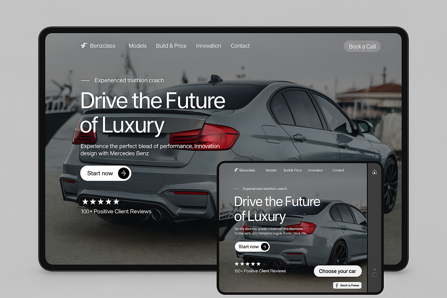 Professional car business website with vehicle listings, booking, and sales features