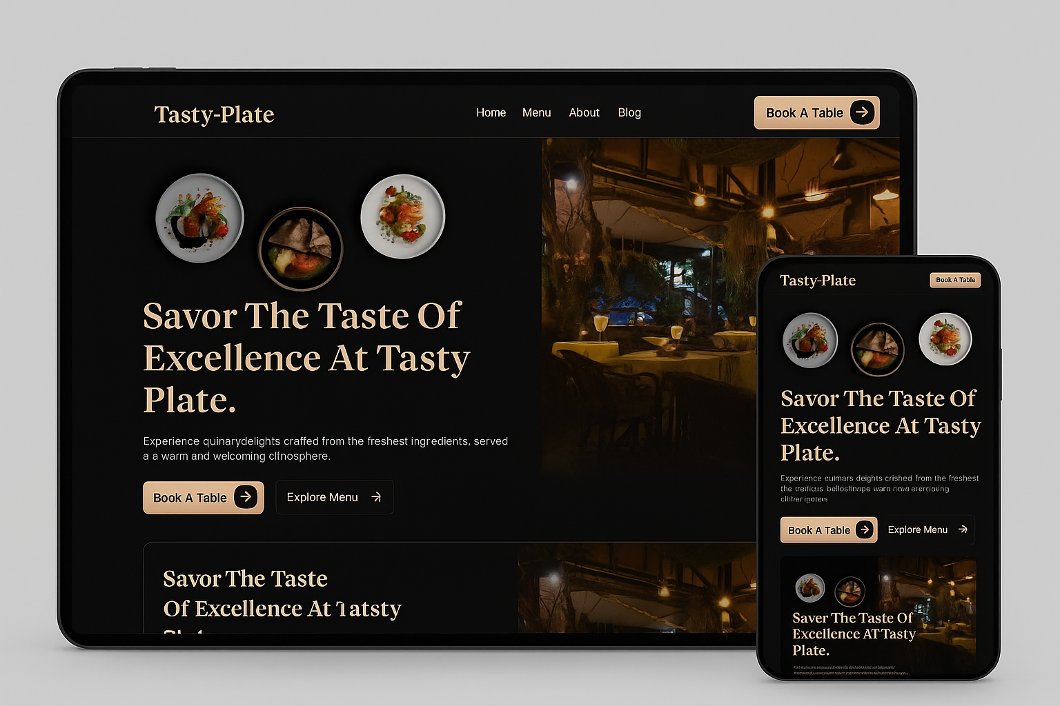 Professional restaurant website with digital menu, reservations, and online ordering
