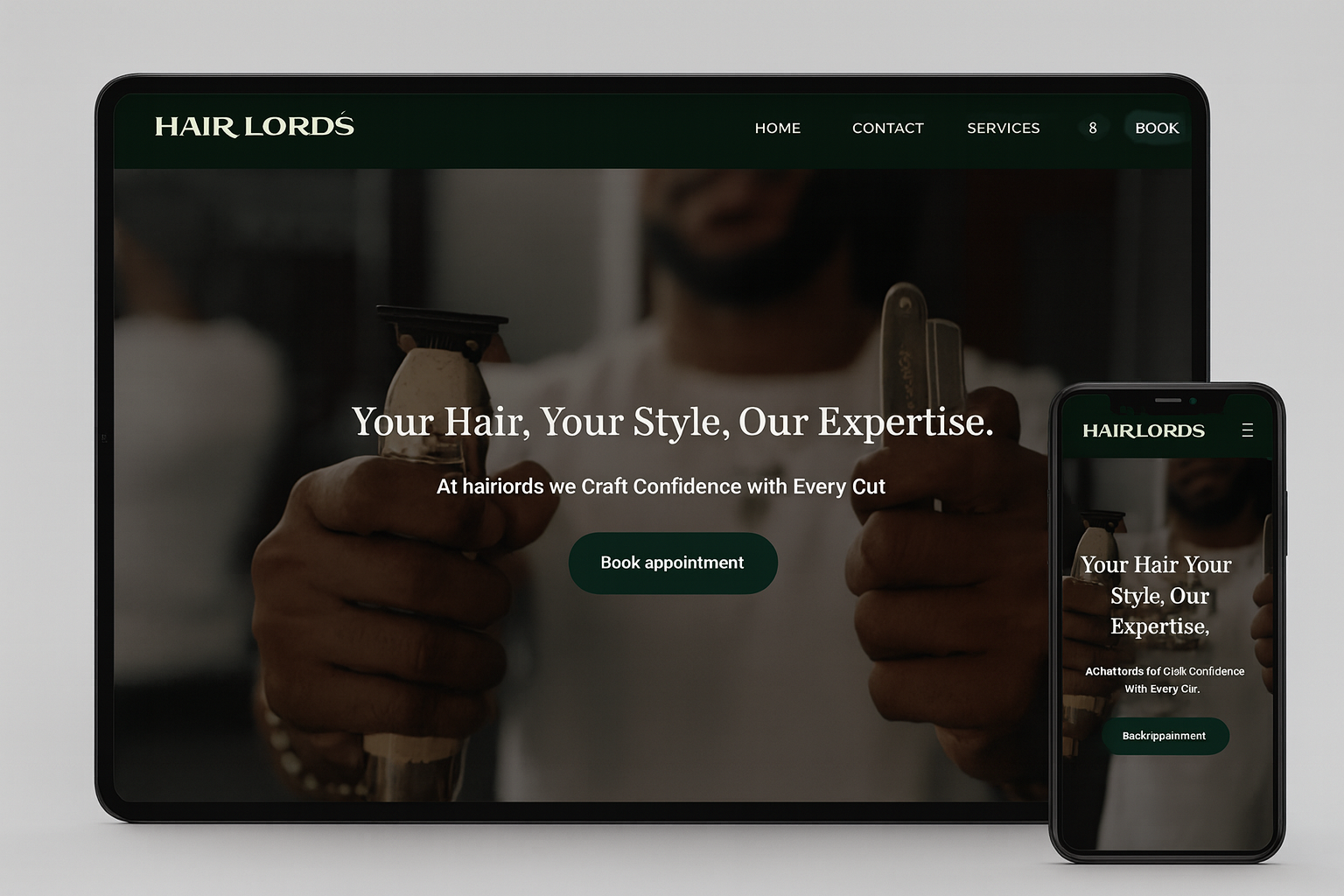 Professional barbing salon website with service gallery and online booking system