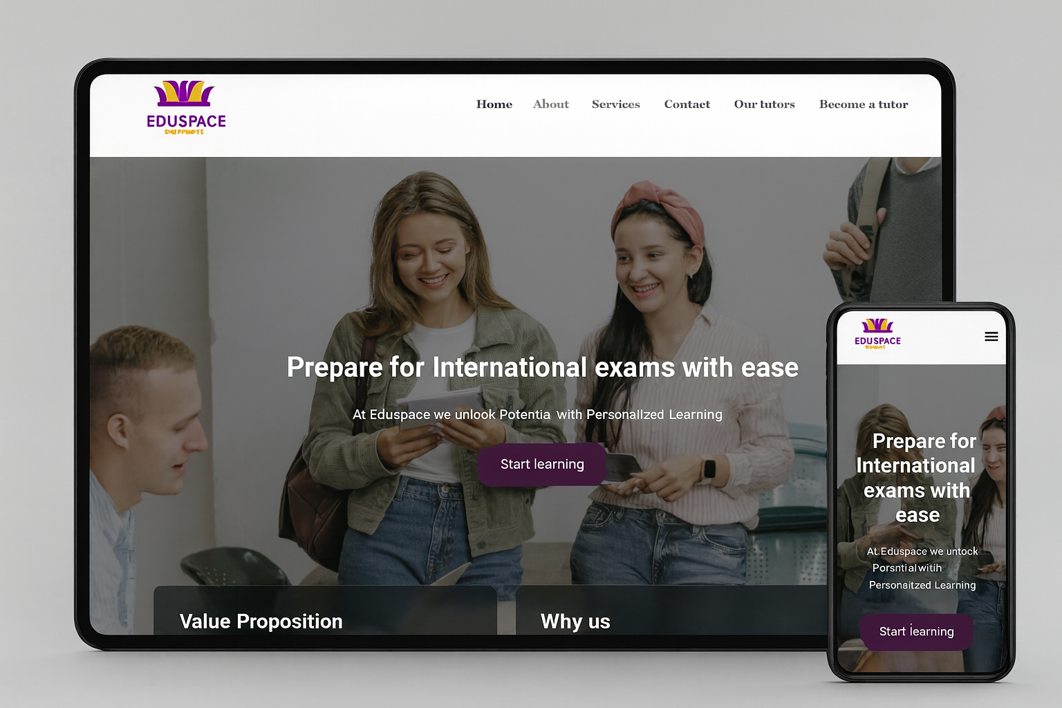Professional education website for e-learning, online courses, and student engagement