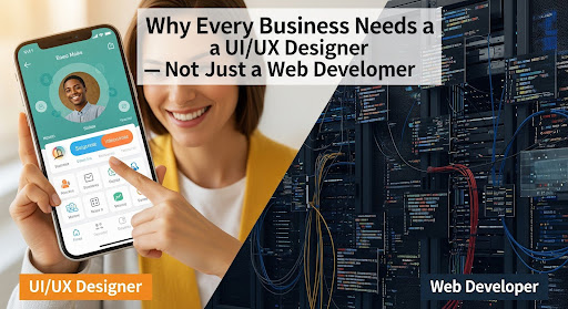 A woman presenting the business benefits of UX/UI design for better user experience.